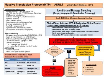 Massive Transfusion Protocol - Pathology - University of Michigan