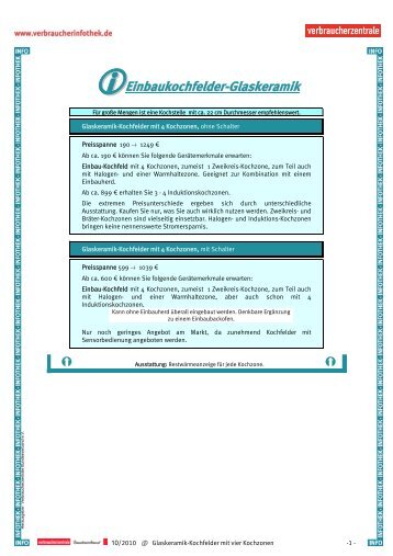 ①Einbaukochfelder-Glaskeramik - Verbraucherinfothek