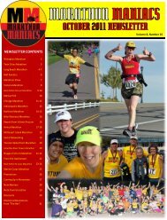 NEWSLETTER CONTENTS - Marathon Maniacs