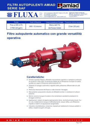 FILTRI AUTOPULENTI AMIAD SERIE SAF Filtro ... - fluxa filtri spa