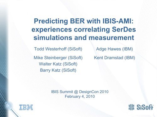 Predicting BER with IBIS-AMI - VHDL International