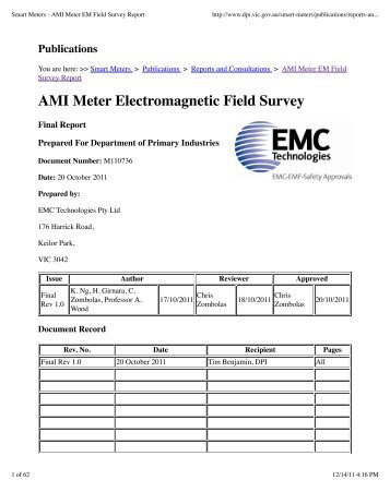 AMI Meter Electromagnetic Field Survey - Silver Spring Networks