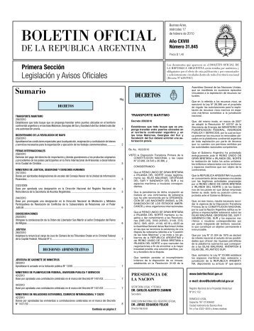 BOLETIN OFICIAL - Honorable Cámara de Diputados de la Nación