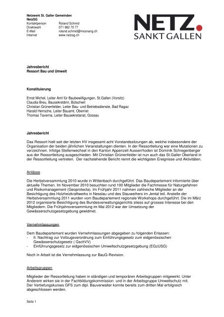 Jahresbericht Ressort Bau und Umwelt Konstituierung ... - NetzSG