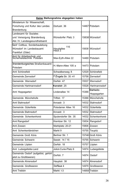 Stellungnahme zum Ergebnis des Anhörungsverfahrens - BVBB eV