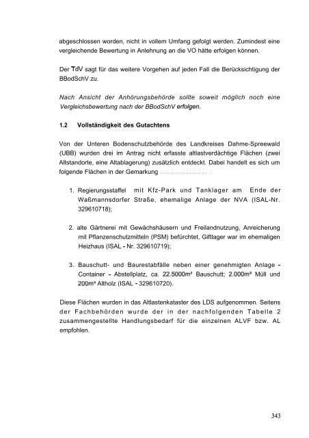 Stellungnahme zum Ergebnis des Anhörungsverfahrens - BVBB eV