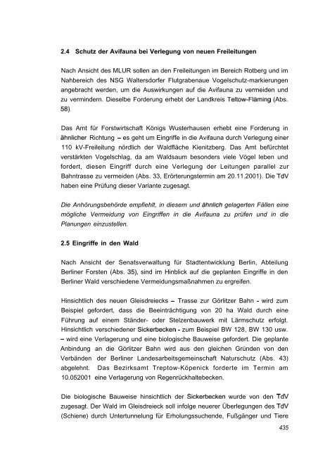 Stellungnahme zum Ergebnis des Anhörungsverfahrens - BVBB eV