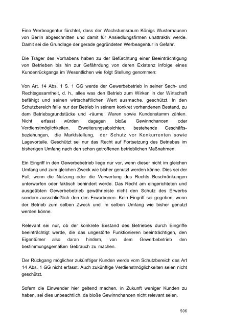 Stellungnahme zum Ergebnis des Anhörungsverfahrens - BVBB eV