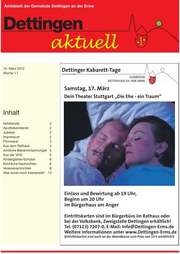 Dettinger Kabarett-Tage - Gemeinde Dettingen an der Erms