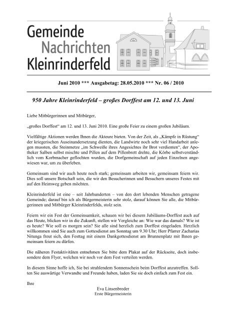 950 Jahre Kleinrinderfeld – großes Dorffest am 12. und 13. Juni