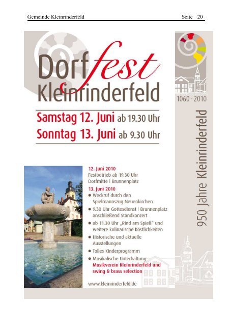 950 Jahre Kleinrinderfeld – großes Dorffest am 12. und 13. Juni