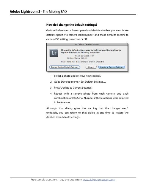 Adobe Lightroom 3 - The Missing FAQ - Sample Questions