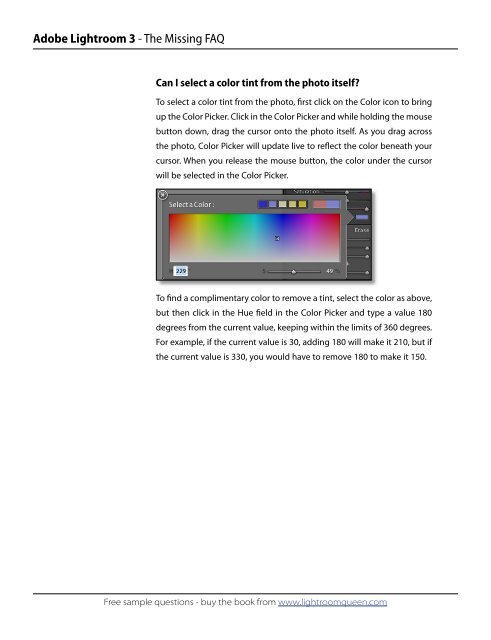 Adobe Lightroom 3 - The Missing FAQ - Sample Questions