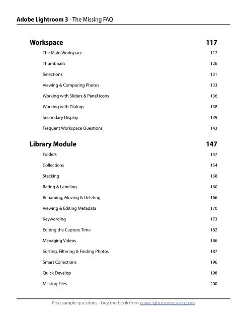 Adobe Lightroom 3 - The Missing FAQ - Sample Questions