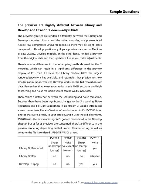 Adobe Lightroom 3 - The Missing FAQ - Sample Questions