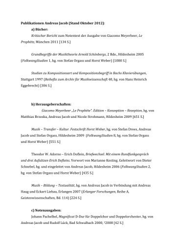 Publikationen Andreas Jacob - Folkwang Universität der Künste