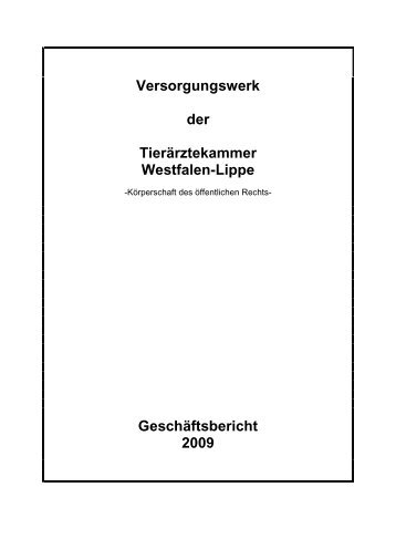 Bilanz zum 31.12.2009 - Tierärztekammer Westfalen-Lippe