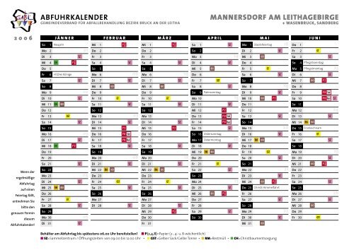 ABFUHRKALENDER MANNERSDORF AM LEITHAGEBIRGE