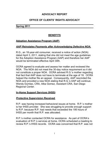 Advocacy Report Winter - Disability Rights California