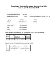 Ergebnis zur Wahl des Senats der Universität zu Köln vom 12. bis ...