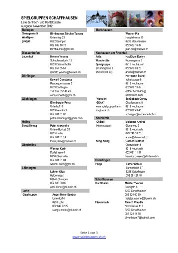 SPIELGRUPPEN SCHAFFHAUSEN