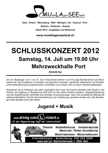 SCHLUSSKONZERT 2012 - Musiklager Seeland