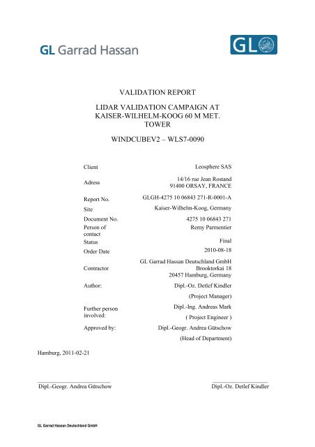 validation report lidar validation campaign at kaiser-wilhelm-koog 60 ...