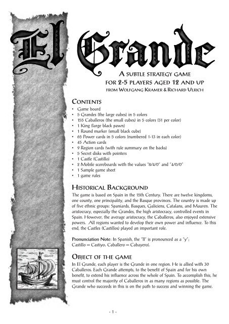 El Grande English rules - Rio Grande Games