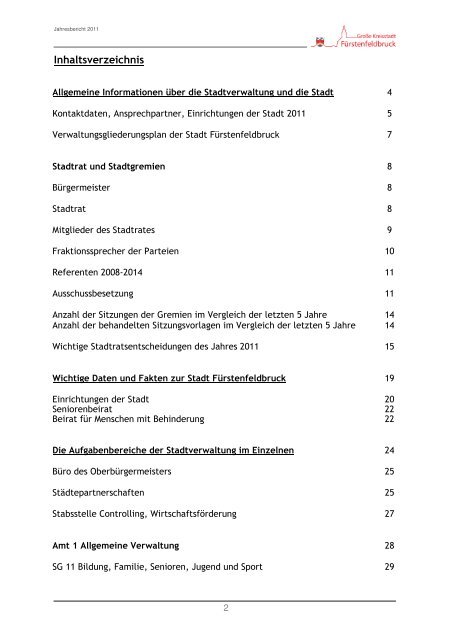 Jahresbericht der Stadt Fürstenfeldbruck 2011 - in Fürstenfeldbruck