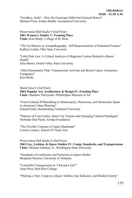 2009 National Conference Program - PCA/ACA