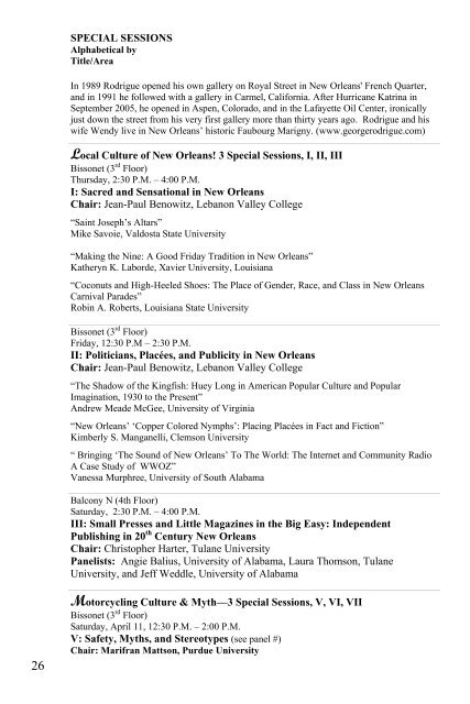 2009 National Conference Program - PCA/ACA