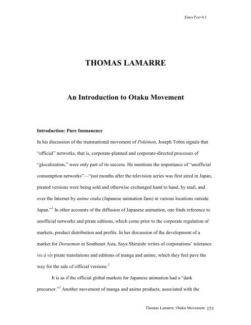 Thomas Lamarre: An Introduction to Otaku Movement - Arts @ Brunel