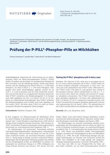 Prüfung der P-PILL®-Phosphor-Pille an Milchkühen - VUXXX GmbH