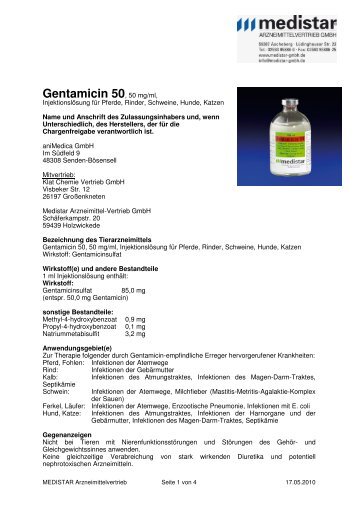 Gentamicin 50 1 - MEDISTAR Arzneimittelvertrieb GmbH