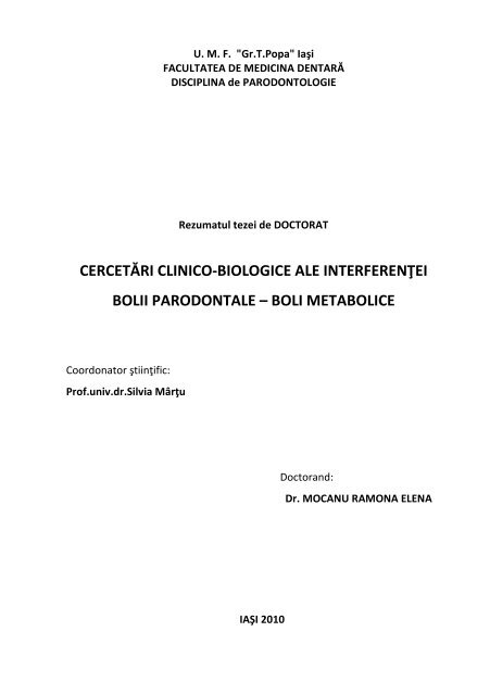 CERCETĂRI CLINICO-BIOLOGICE ALE ... - Gr.T. Popa
