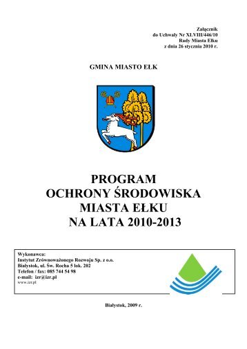 Program Ochrony Środowiska Miasta Ełku na lata 2010 - BIP