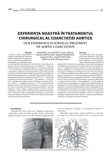 experienţa noastră în tratamentul chirurgical al ... - Arta Medica