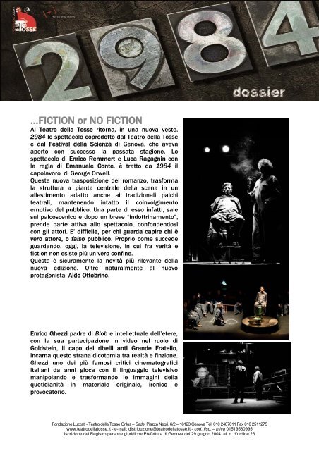 BIOGRAFIE degli AUTORI e del REGISTA - Teatro della Tosse