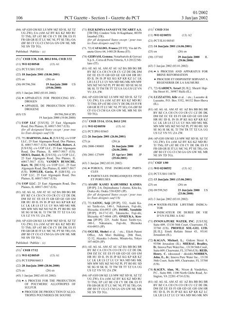 PCT/2002/1 : PCT Gazette, Weekly Issue No. 1, 2002 - WIPO