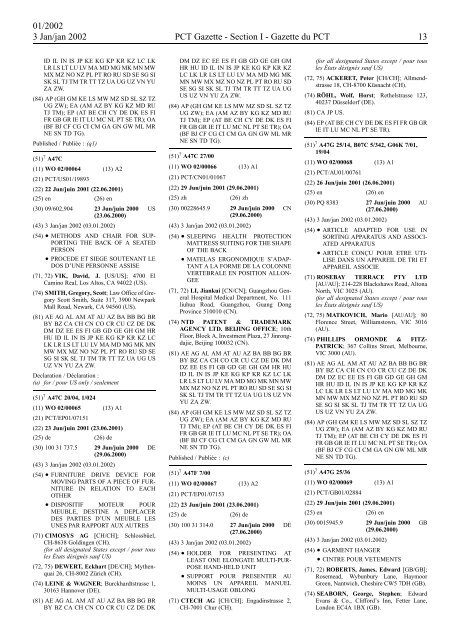 PCT/2002/1 : PCT Gazette, Weekly Issue No. 1, 2002 - WIPO