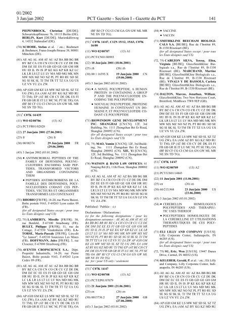 PCT/2002/1 : PCT Gazette, Weekly Issue No. 1, 2002 - WIPO