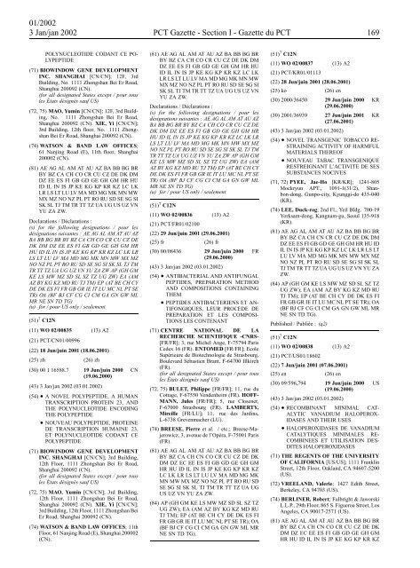 PCT/2002/1 : PCT Gazette, Weekly Issue No. 1, 2002 - WIPO