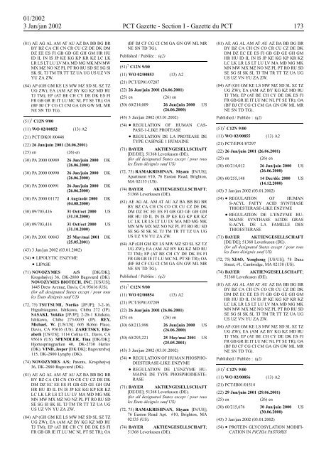 PCT/2002/1 : PCT Gazette, Weekly Issue No. 1, 2002 - WIPO