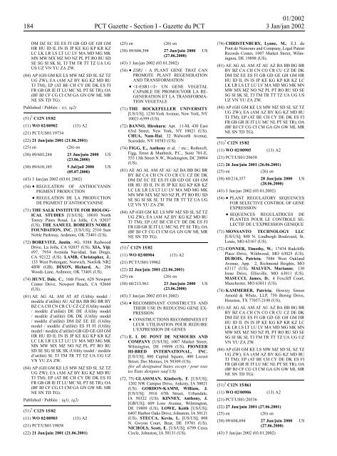 PCT/2002/1 : PCT Gazette, Weekly Issue No. 1, 2002 - WIPO