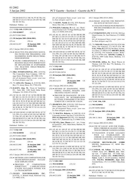 PCT/2002/1 : PCT Gazette, Weekly Issue No. 1, 2002 - WIPO