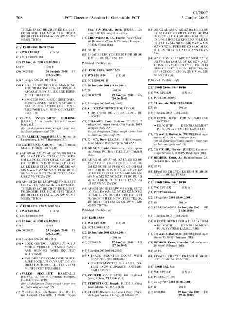 PCT/2002/1 : PCT Gazette, Weekly Issue No. 1, 2002 - WIPO