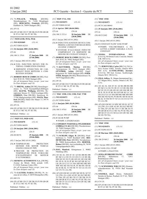 PCT/2002/1 : PCT Gazette, Weekly Issue No. 1, 2002 - WIPO