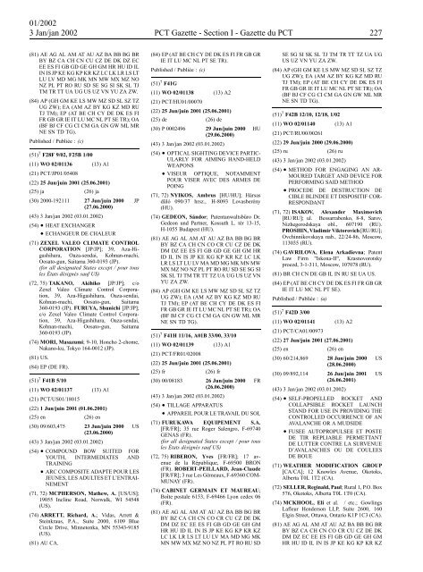 PCT/2002/1 : PCT Gazette, Weekly Issue No. 1, 2002 - WIPO