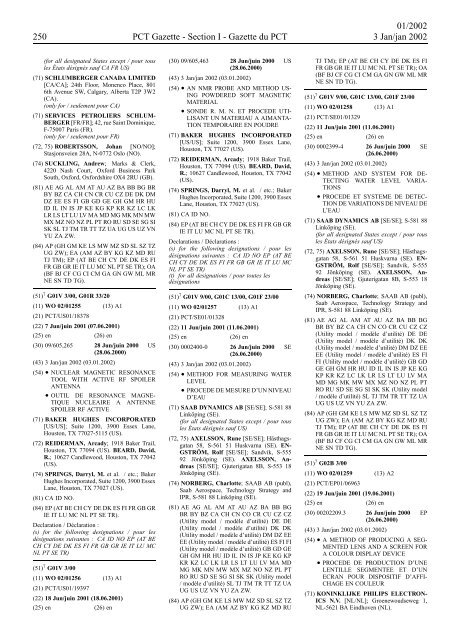 PCT/2002/1 : PCT Gazette, Weekly Issue No. 1, 2002 - WIPO