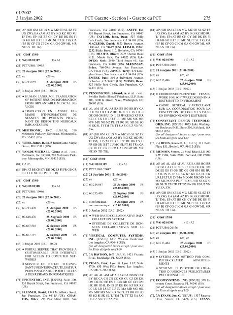 PCT/2002/1 : PCT Gazette, Weekly Issue No. 1, 2002 - WIPO